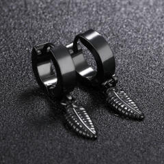 Fashion leaf titanium steel earrings