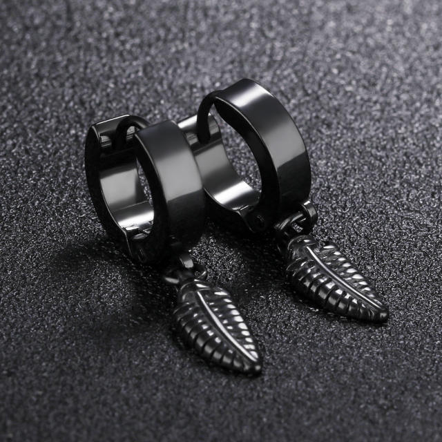 Fashion leaf titanium steel earrings