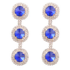 Round shape color glass crystal dangle earrings