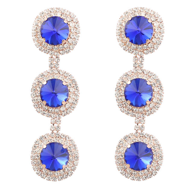 Round shape color glass crystal dangle earrings