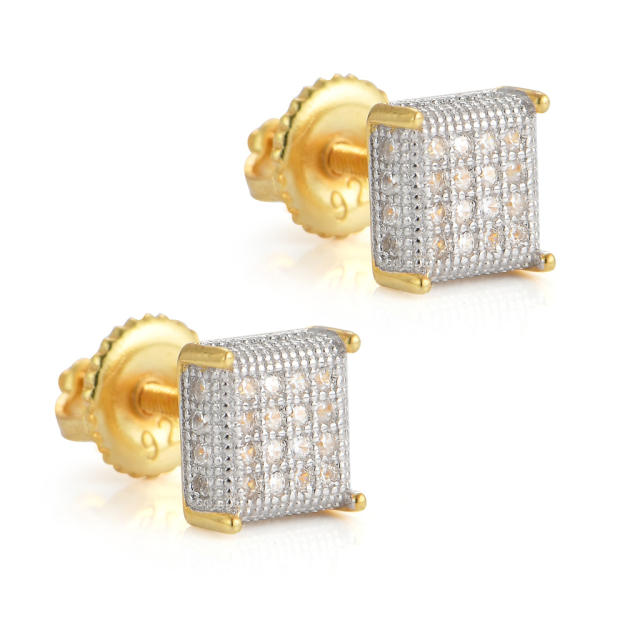 Hip hop zircon stud earrings