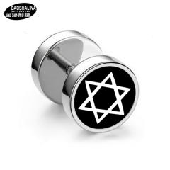 Pentagram titanium dumbbell black earings