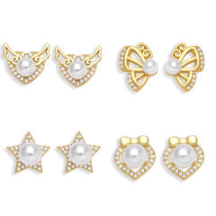 Elegant pearl bead ear studs