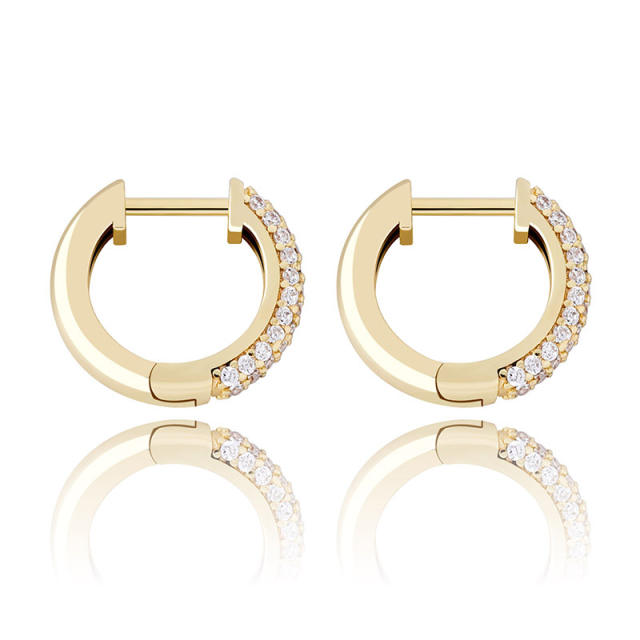 Hip hop zircon huggie earrings