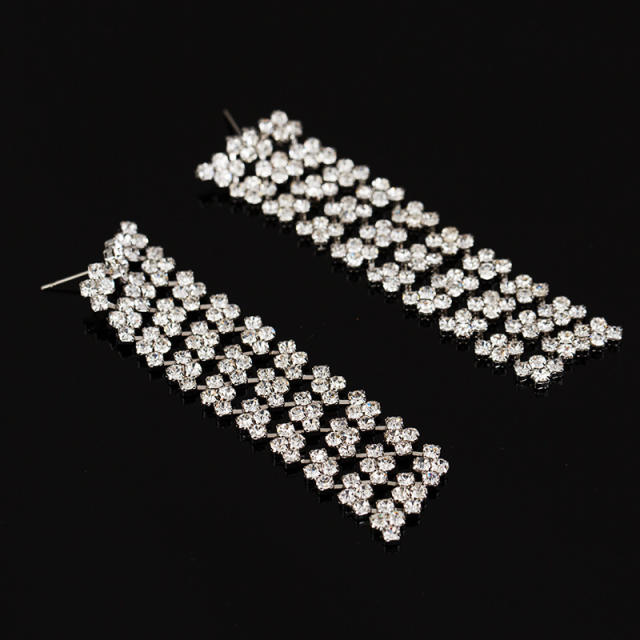 Delicate rhinestone long earrings