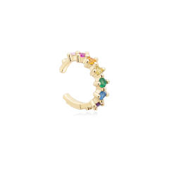 Rainbow color cz unique real gold plated huggie earrings