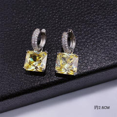 Elegant square cubic zircon huggie earrings
