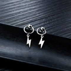 Fashion titanium steel lightning earrings