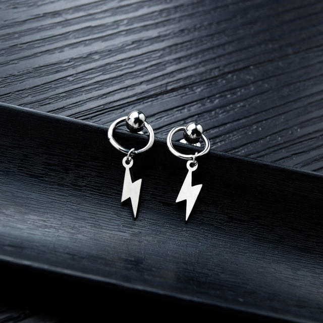 Fashion titanium steel lightning earrings