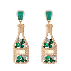 Champagne wine bottle full of rhinestone dangle earrings