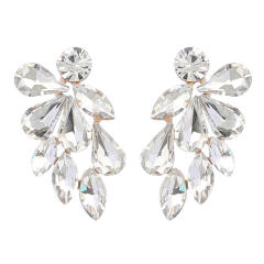 Glass crystal statement ear studs