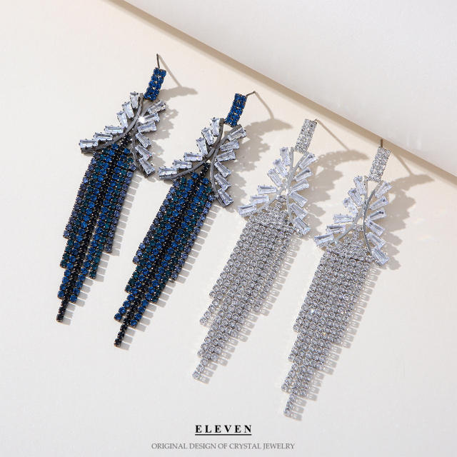 Occident fashion full of rhinestone diamond tassel earrings