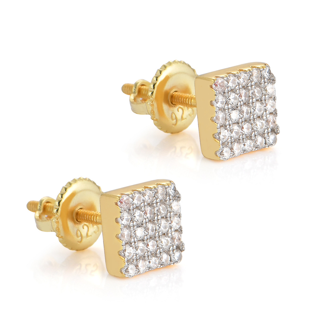 New Hip hop S925 silver cubic zirconia stud earrings cheap from Diggfind