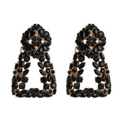 Geometric shape glass crystal statement dangle earrings