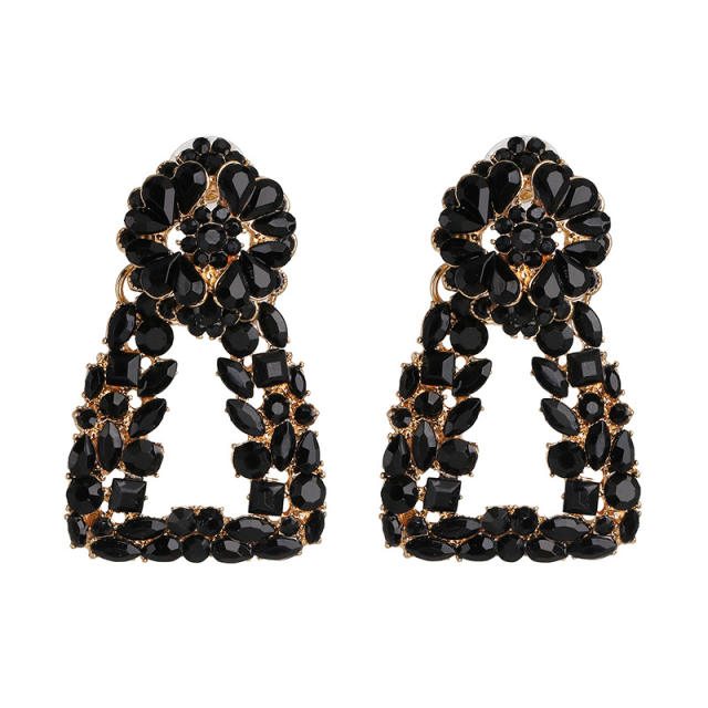 Geometric shape glass crystal statement dangle earrings