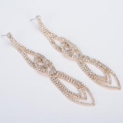 Luxury pave setting rhinestone long earrings