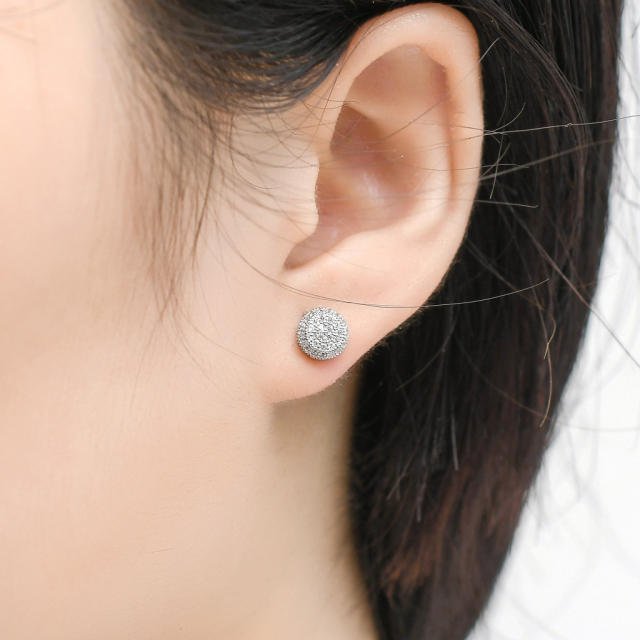 Hip hop zircon stud earrings