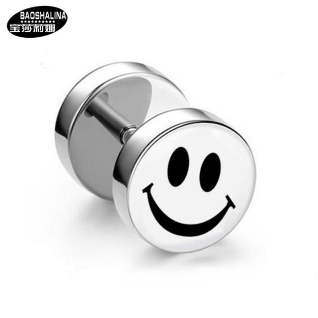 Pentagram titanium dumbbell black earings