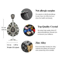 Black color glass crystal drop earrings for women