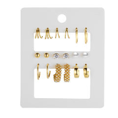 Vintage C shape pearl beads earrings set