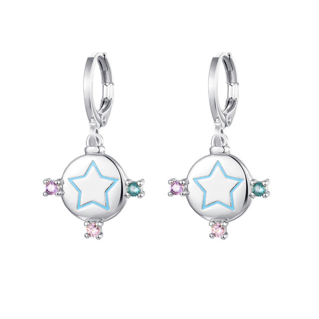 Unique evil eye hamsa hand huggie earrings
