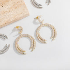 Hip hop zircon u-shaped earrings