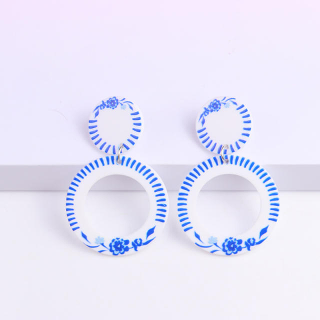 Chinese blue and white porcelain series earrings