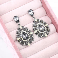 Black color glass crystal drop earrings for women