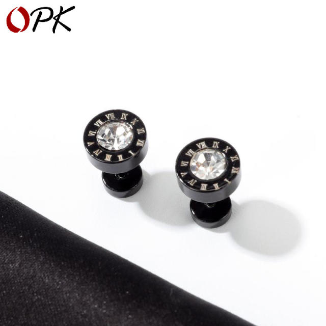 Black titanium steel earrings