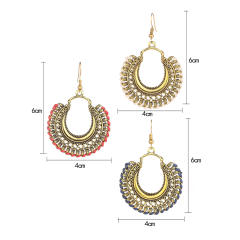 Boho vintage hollow out round charm dangle earrings