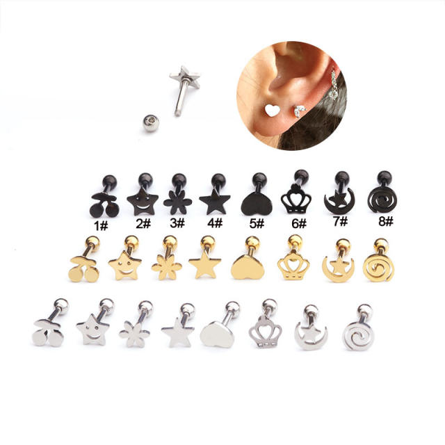 Occident fashion stainless steel crown ear studs