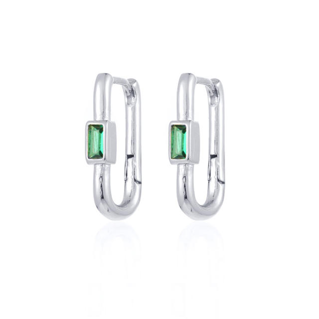Unique U shape real gold plated color cz huggie earrings