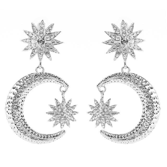 Boho rhinestone star moon earrings