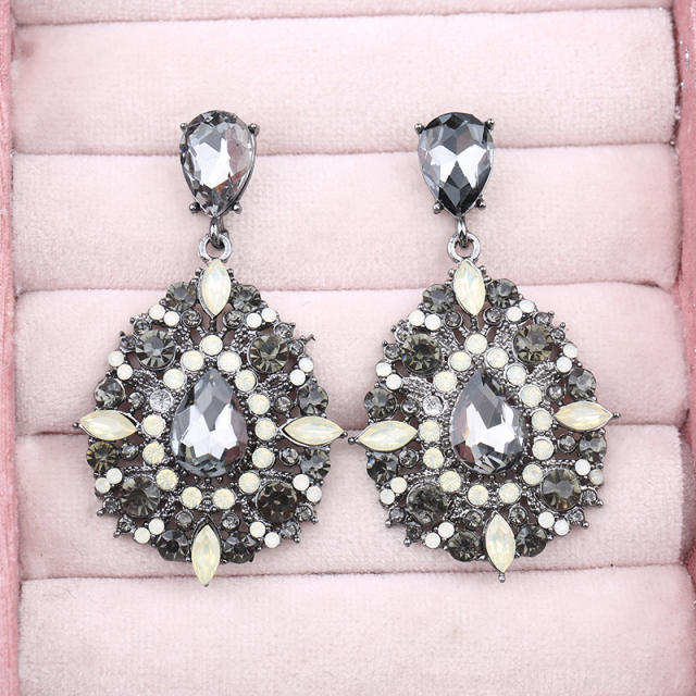 Black color glass crystal drop earrings for women