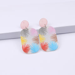 Cute tree deer square acrylic dangle earrings