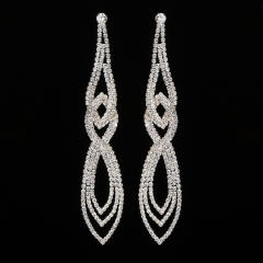 Luxury pave setting rhinestone long earrings