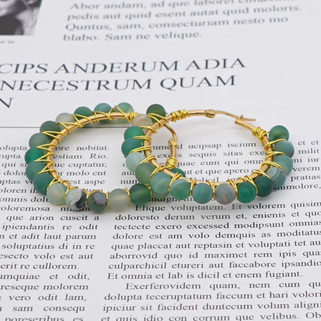 6mm amethyst agate natural stone hoop earrings