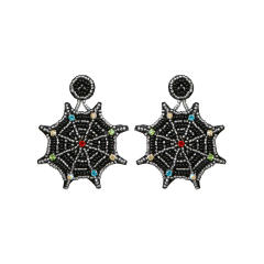 Punk handmade beaded bat net earrings