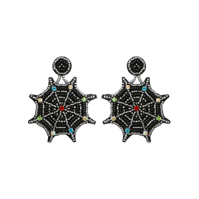Punk handmade beaded bat net earrings