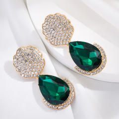 Colored drop glass crystal dangle earrings