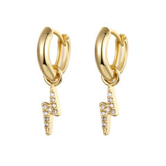 Rhinestone flash cross tiny huggie earrings
