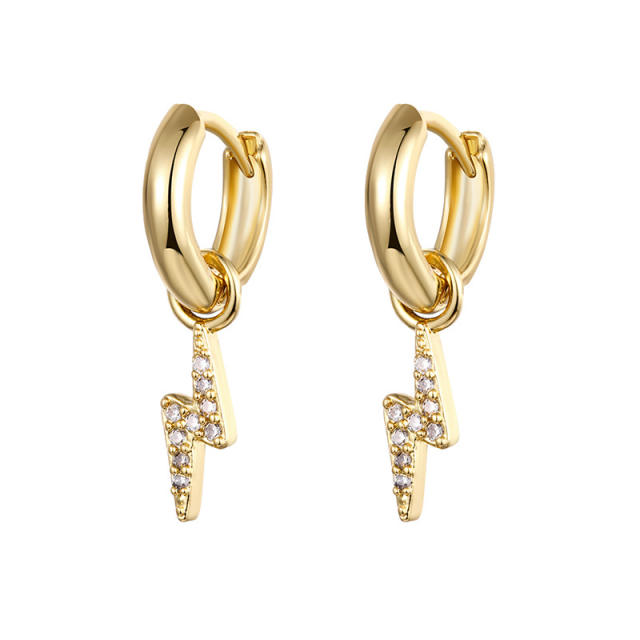 Rhinestone flash cross tiny huggie earrings