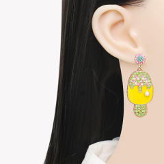 Creative yellow color ice cream dangle earrings