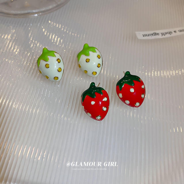Sweet strawberry summer ear studs