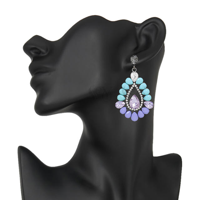 Color acrylic glass crystal drop earrings