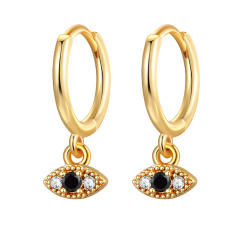 Vintage evil eye coin charm huggie earrings