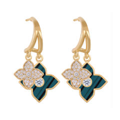 Korean fashion rhinestone color clover earrings