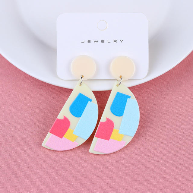 Color polka dots geometric acrylic earrings