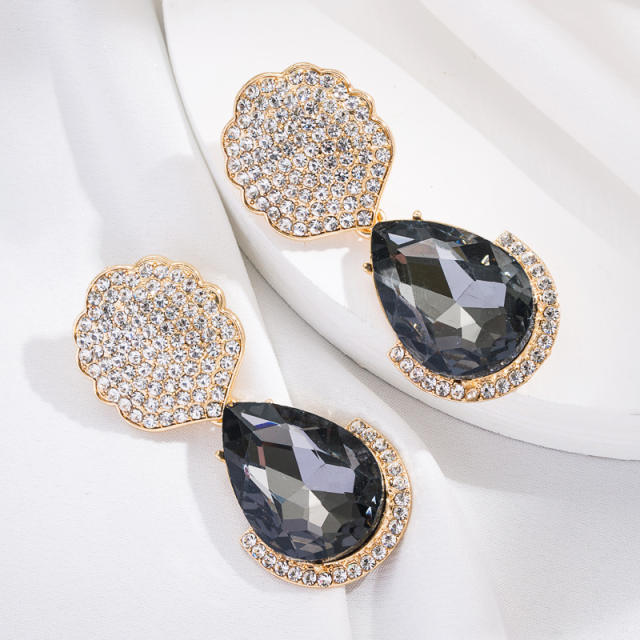 Colored drop glass crystal dangle earrings