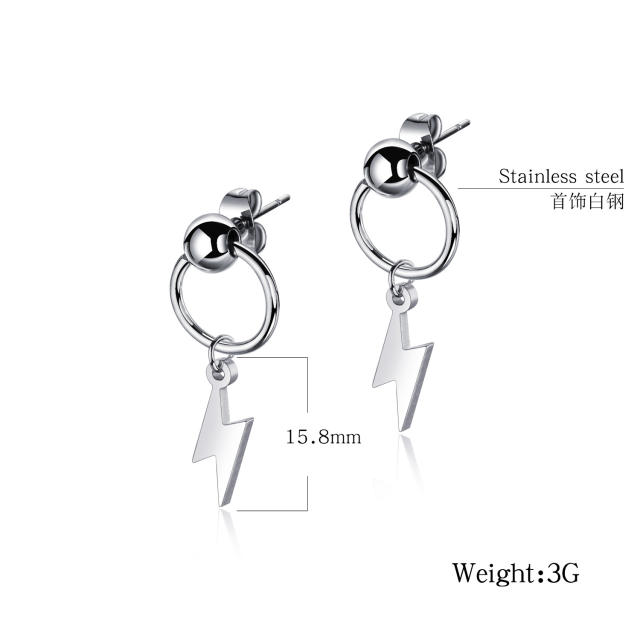 Fashion titanium steel lightning earrings